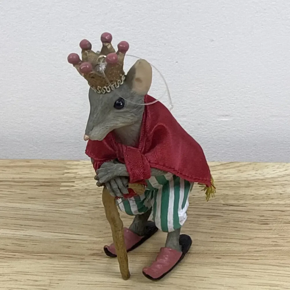 Nutcracker Mouse King Resin Christmas Ornament Pajamas 4”
